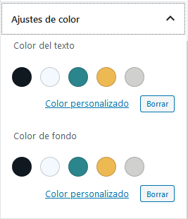 Paleta de colores cambiada en WordPress