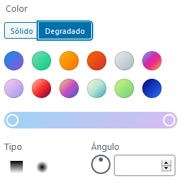La paleta de colores degradados de WordPress por defecto