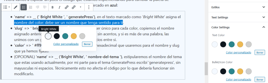 Cambio de paleta de colores en wordpress